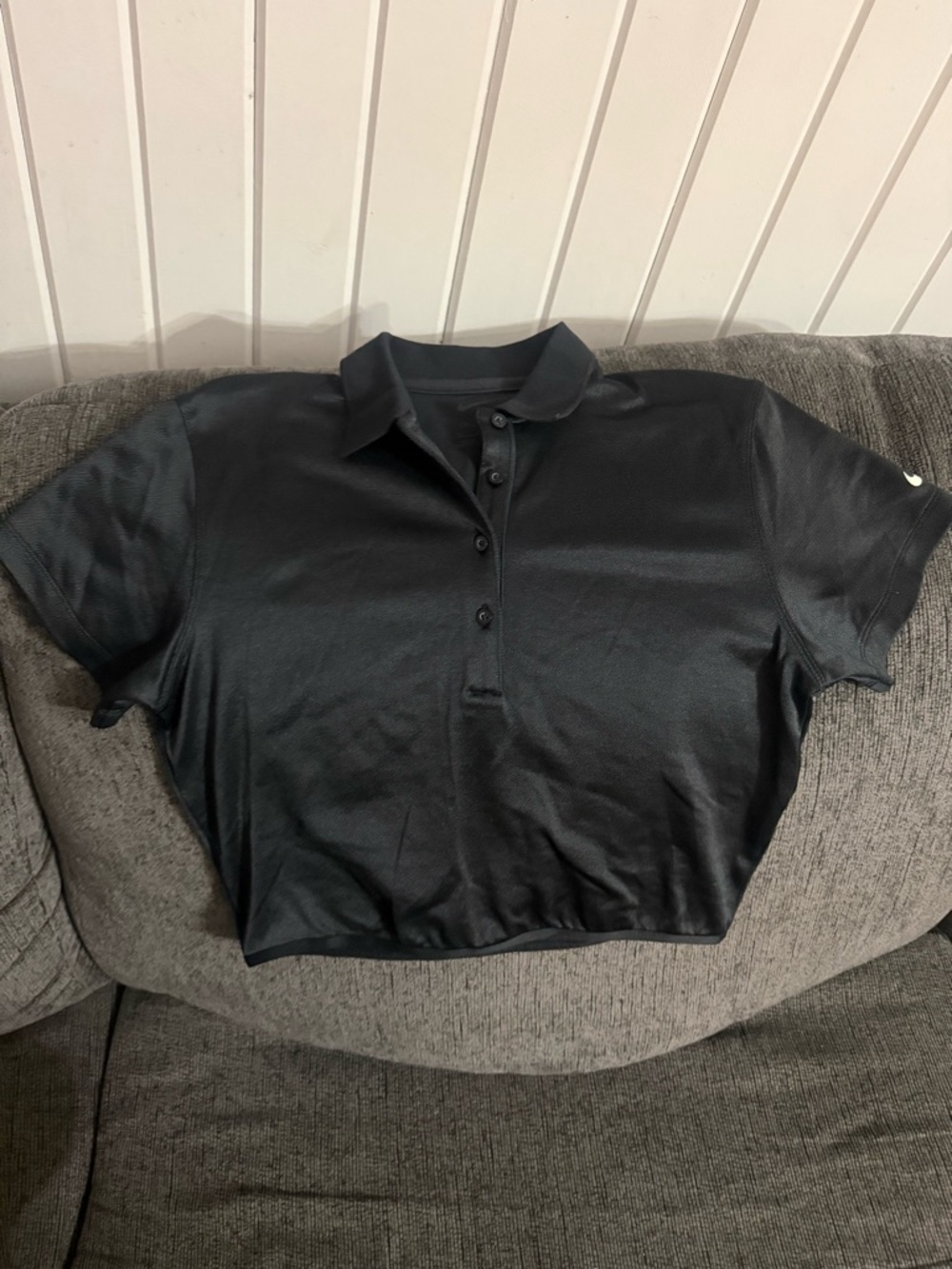 Nike Black Cropped Polo Top